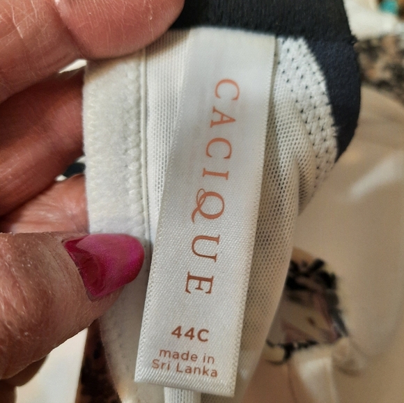 Cacique Black and White Floral Bra 44C - Picture 2 of 10